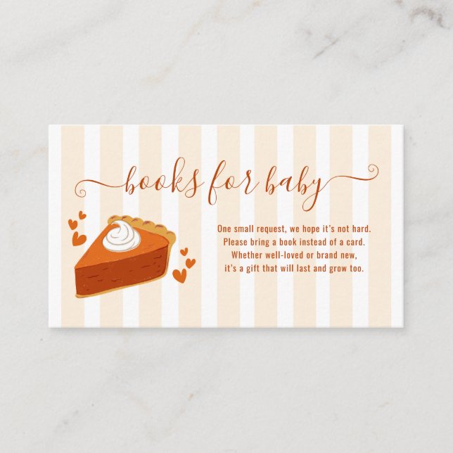 Little Cutie Pie Baby Shower Books For Baby Enclosure Card (Front)