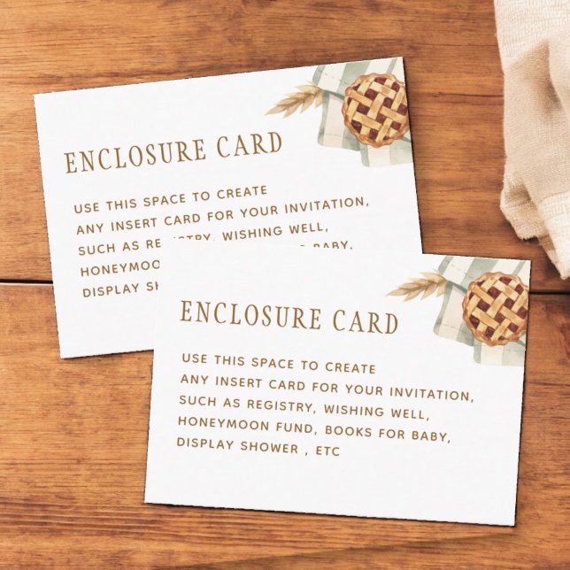 Little Cutie Pie Baby Shower Custom  Enclosure Card (Creator Uploaded)