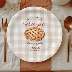 Little Cutie Pie Baby Shower Gingham Fall Paper Plates