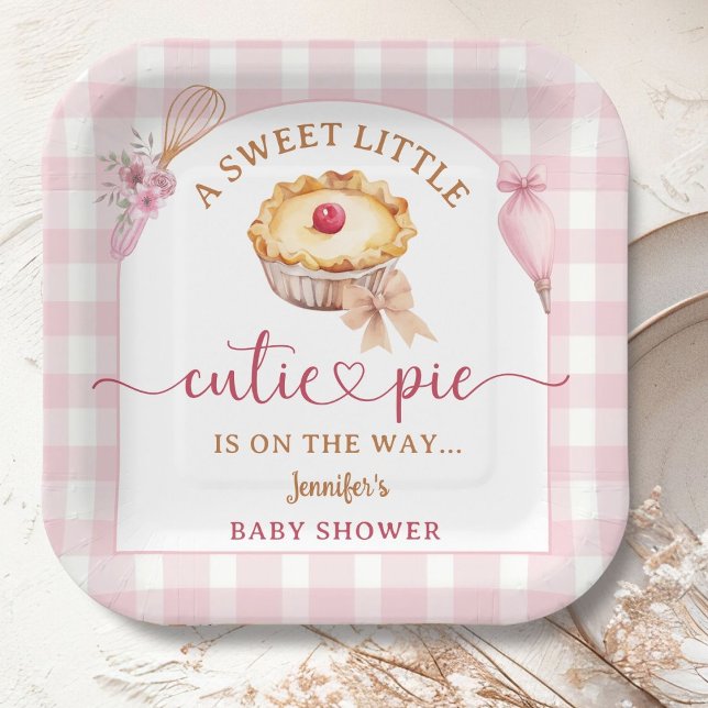 Little Cutie Pie Baby Shower Girl Pink  Paper Plates (Creator Uploaded)