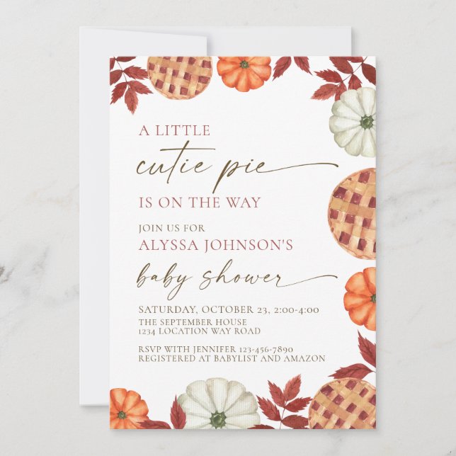 Little Cutie Pie Baby Shower Invitation (Front)