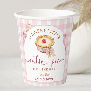 Little Cutie Pie Baby Shower Pink Girl Paper Paper Cups