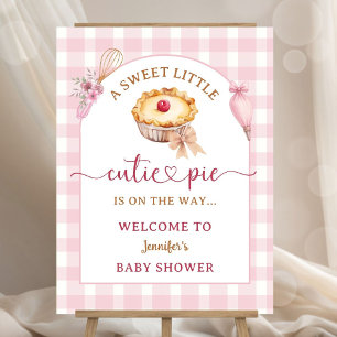 Little Cutie Pie Baby Shower Pink Welcome Sign