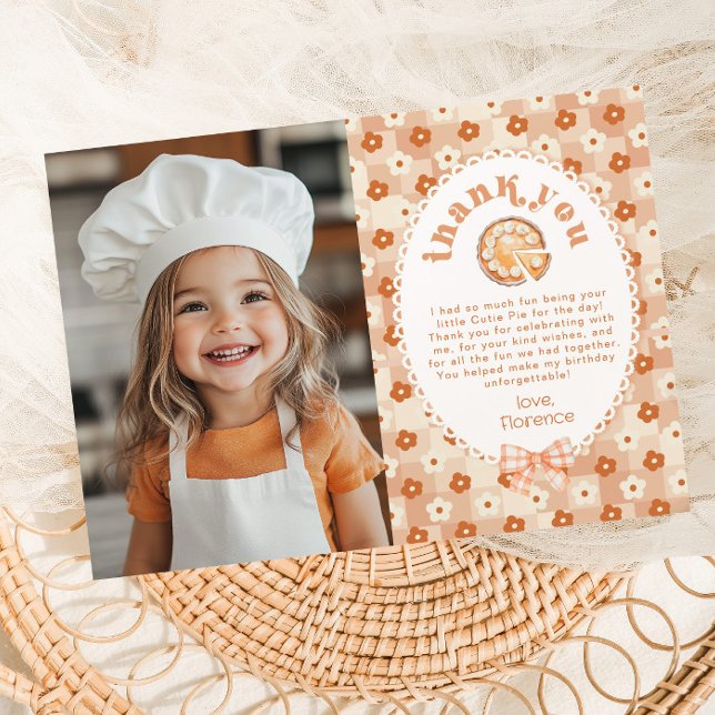 Little Cutie Pie Birthday Photo Thank you card (Creator Uploaded)