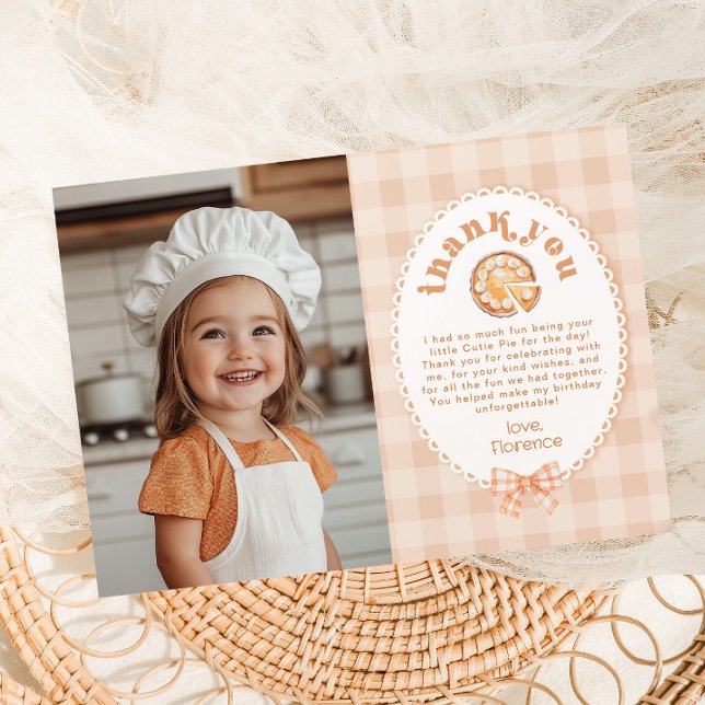 Little Cutie Pie Birthday Photo Thank you card (Creator Uploaded)