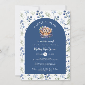 Little Cutie Pie Blueberry Gingham Baby Shower Invitation