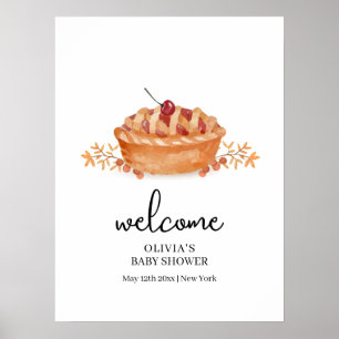 Little Cutie Pie Cherry Fall Baby Shower Welcome Poster