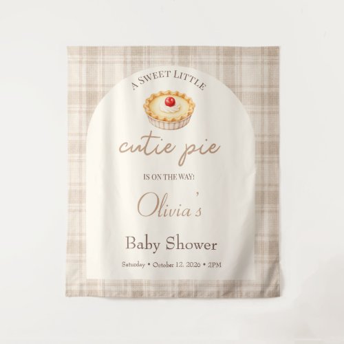 Little Cutie Pie Cherry Gingham Fall Baby Shower  Tapestry