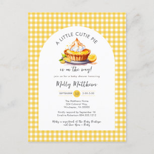 Little Cutie Pie Citrus Gingham Baby Shower Postcard