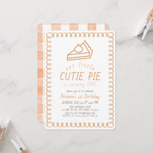 Little Cutie Pie Doodle Orange 1st Birthday Invitation