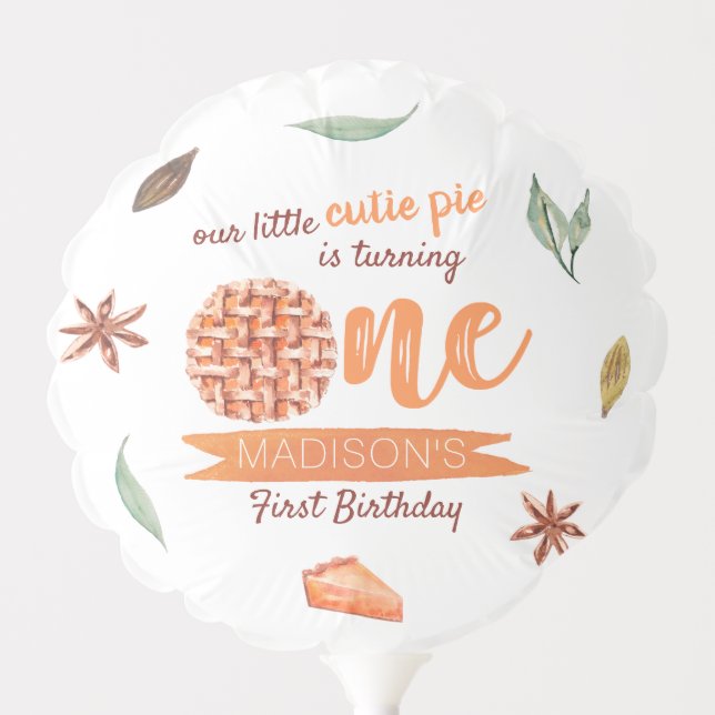 Little Cutie Pie Fall 1st Birthday Balloon (Front)