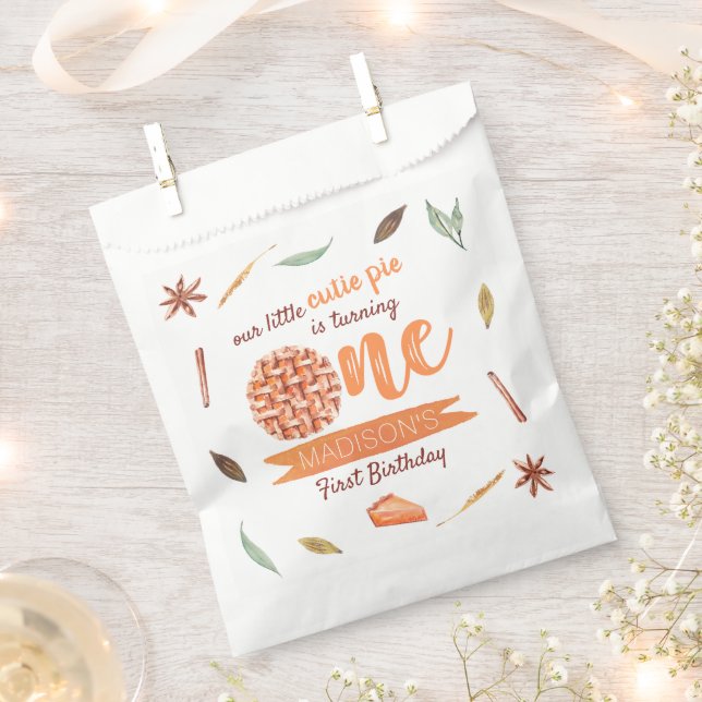 Little Cutie Pie Fall 1st Birthday Favor Bag (Clipped)
