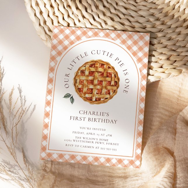 Little Cutie Pie Fall 1st Birthday Invitation (Creator Uploaded)