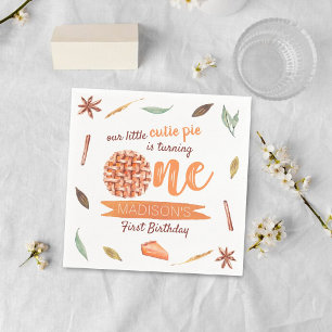 Little Cutie Pie Fall 1st Birthday Napkins