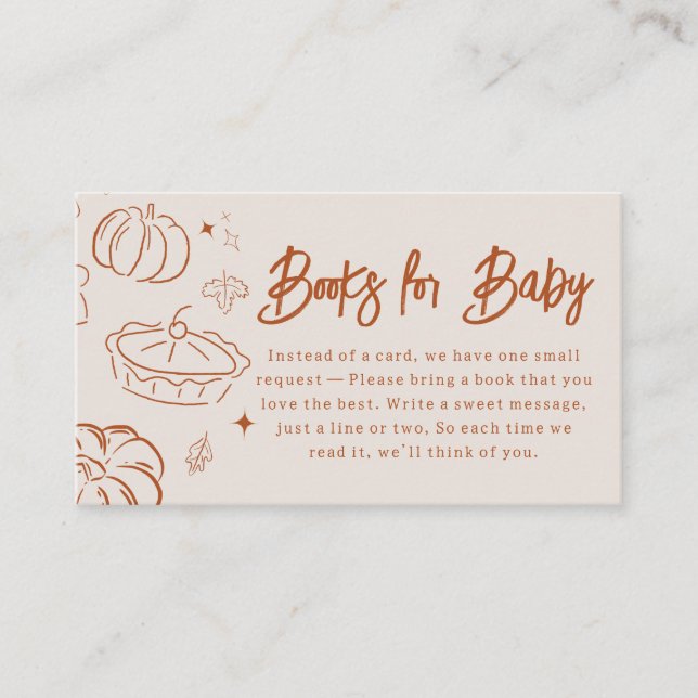 Little Cutie Pie Fall Baby Shower Books for Baby Enclosure Card (Front)