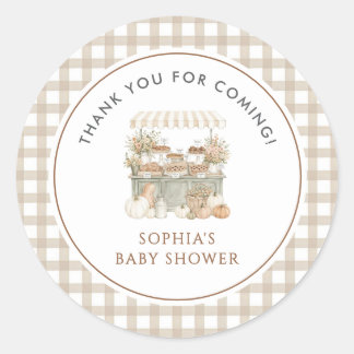 Little Cutie Pie Fall Baby Shower Classic Round Sticker