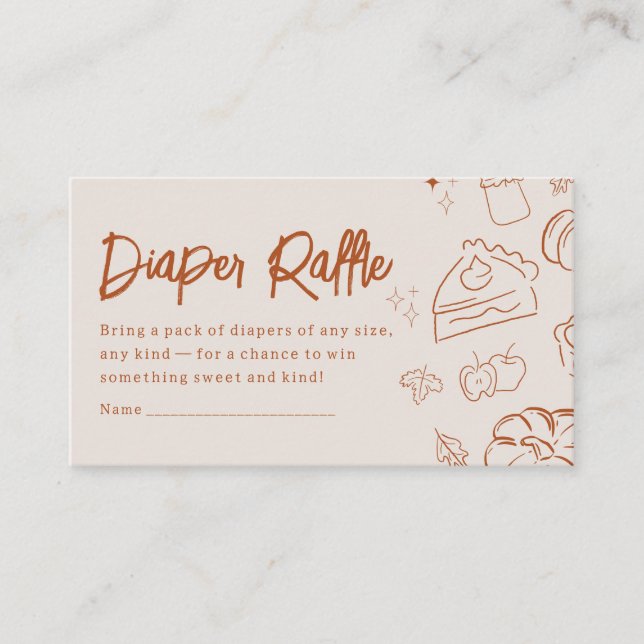 Little Cutie Pie Fall Baby Shower Diaper Raffle Enclosure Card (Front)
