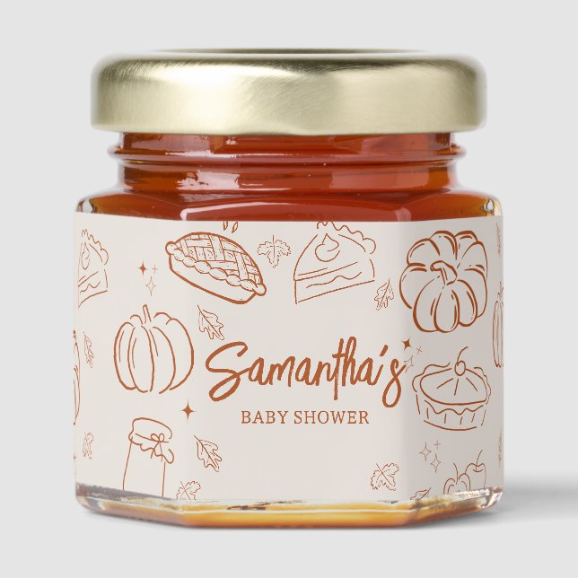 Little Cutie Pie Fall Baby Shower Honey Jar Favors (Front)