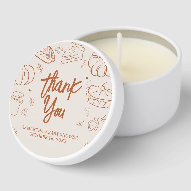 Little Cutie Pie Fall Baby Shower Mini Candle Favors (Corner)