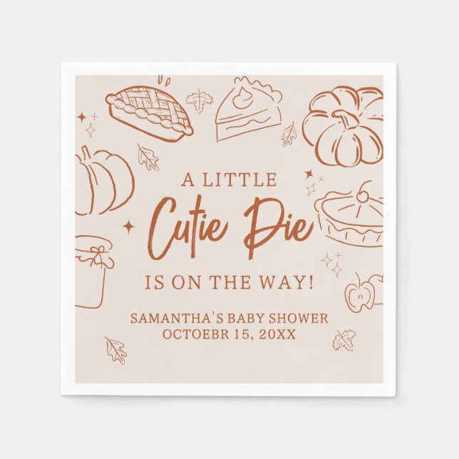 Little Cutie Pie Fall Baby Shower Napkins (Front)