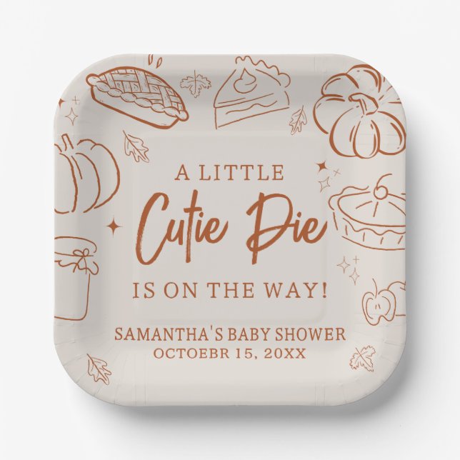Little Cutie Pie Fall Baby Shower Paper Plates (Front)