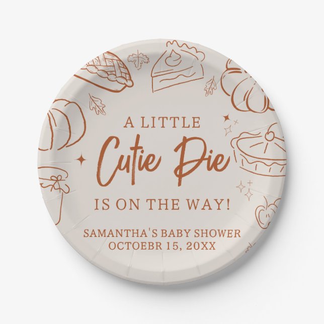 Little Cutie Pie Fall Baby Shower Paper Plates (Front)