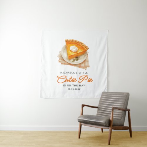 Little Cutie Pie Fall Baby Shower Pumpkin Pie Tapestry