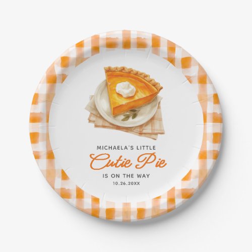 Little Cutie Pie Fall Baby Shower Rustic Gingham Paper Plates