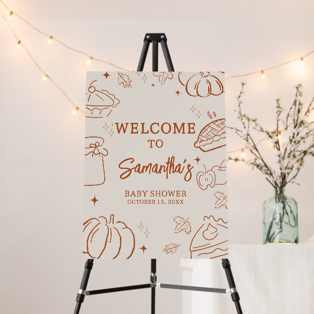 Little Cutie Pie Fall Baby Shower Welcome Sign (In Situ (Stand))