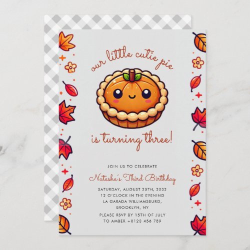 Little Cutie Pie Fall Gender Neutral Birthday Invitation