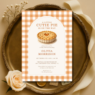 Little Cutie Pie Fall Gingham Baby Shower Invitation