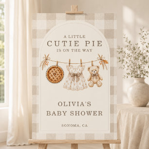 Little Cutie Pie Fall Gingham Baby Shower Welcome Foam Board