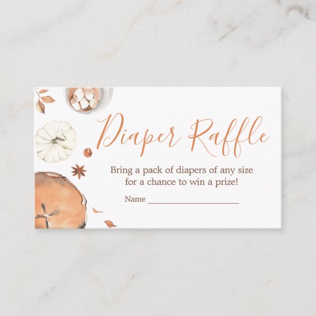 Little Cutie Pie Fall Pumpkin Baby Diaper Raffle Enclosure Card (Front)