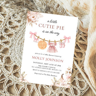 Little Cutie Pie Fall Pumpkin Baby Shower Invitation