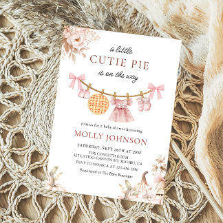 Little Cutie Pie Fall Pumpkin Baby Shower Invitation