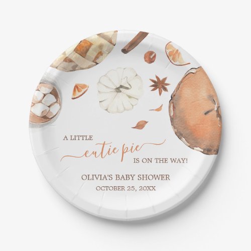 Little Cutie Pie Fall Pumpkin Baby Shower Paper Plates