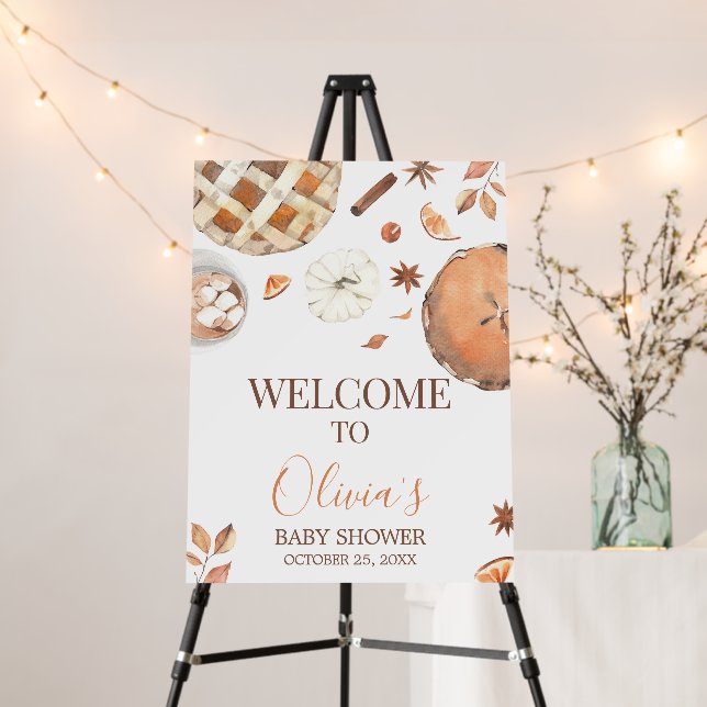 Little Cutie Pie Fall Pumpkin Baby Welcome Sign (In Situ (Stand))