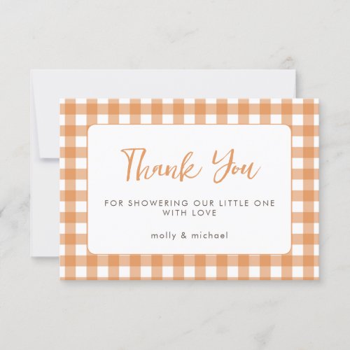 Little Cutie Pie Fall Pumpkin Gingham Baby Shower  Card