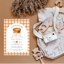 Little Cutie Pie Fall Pumpkin Gingham Baby Shower  Invitation