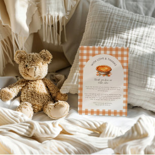 Little Cutie Pie Fall Pumpkin Gingham Baby Shower  Invitation