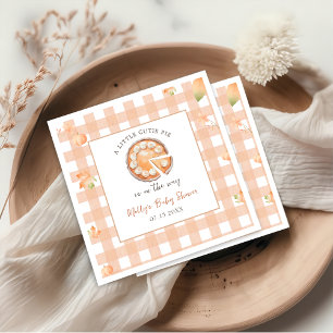 Little Cutie Pie Fall Pumpkin Gingham Baby Shower Napkins