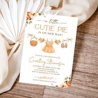 Little Cutie Pie Floral Fall Baby Shower Invitation