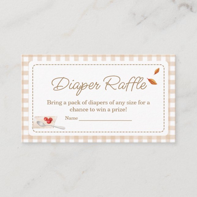 Little Cutie Pie Gingham Baby Shower Diaper Raffle Enclosure Card (Front)