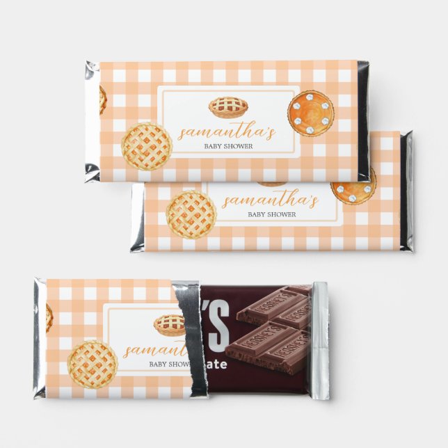 Little Cutie Pie Gingham Baby Shower Hershey Bar Favors (Front)