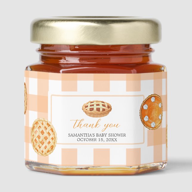Little Cutie Pie Gingham Baby Shower Honey Jar Favors (Front)