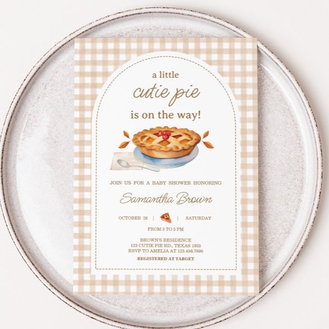 Little Cutie Pie Gingham Baby Shower Invitation (Gingham Little Cutie Pie Baby Shower Invitation)