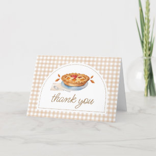 Little Cutie Pie Gingham Baby Shower Letterpress Thank You Card