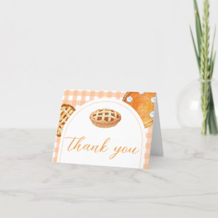 Little Cutie Pie Gingham Baby Shower Letterpress Thank You Card