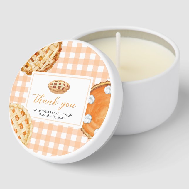 Little Cutie Pie Gingham Baby Shower Mini Candle Favors (Corner)