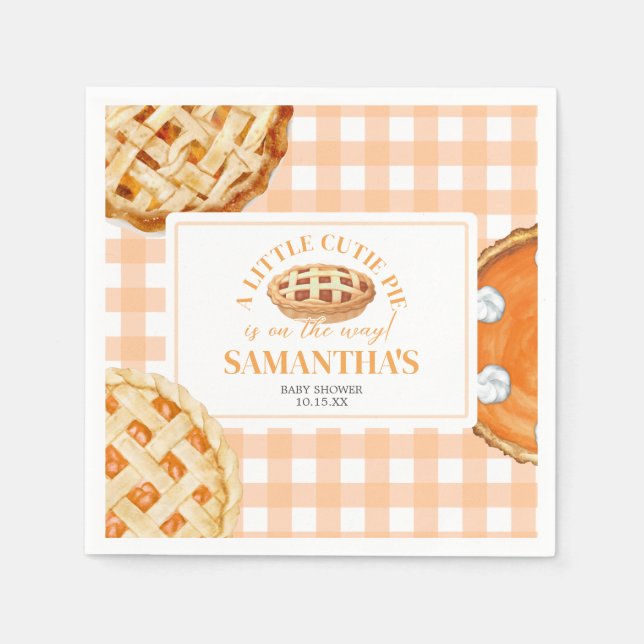 Little Cutie Pie Gingham Baby Shower Napkins (Front)